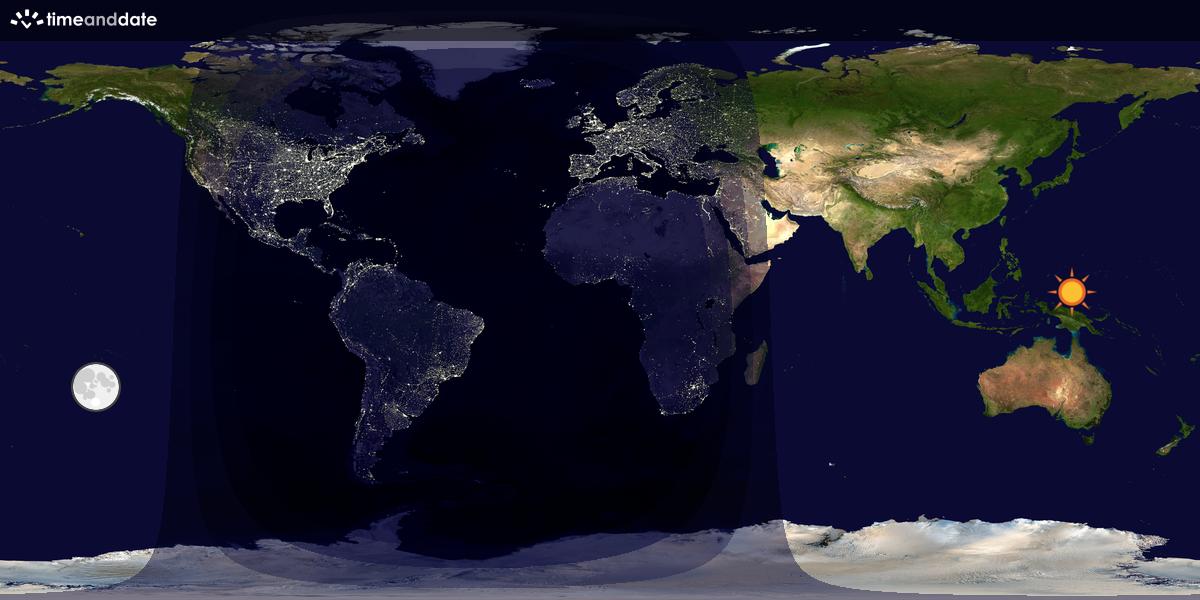 Verdenskart som viser dag og natt 