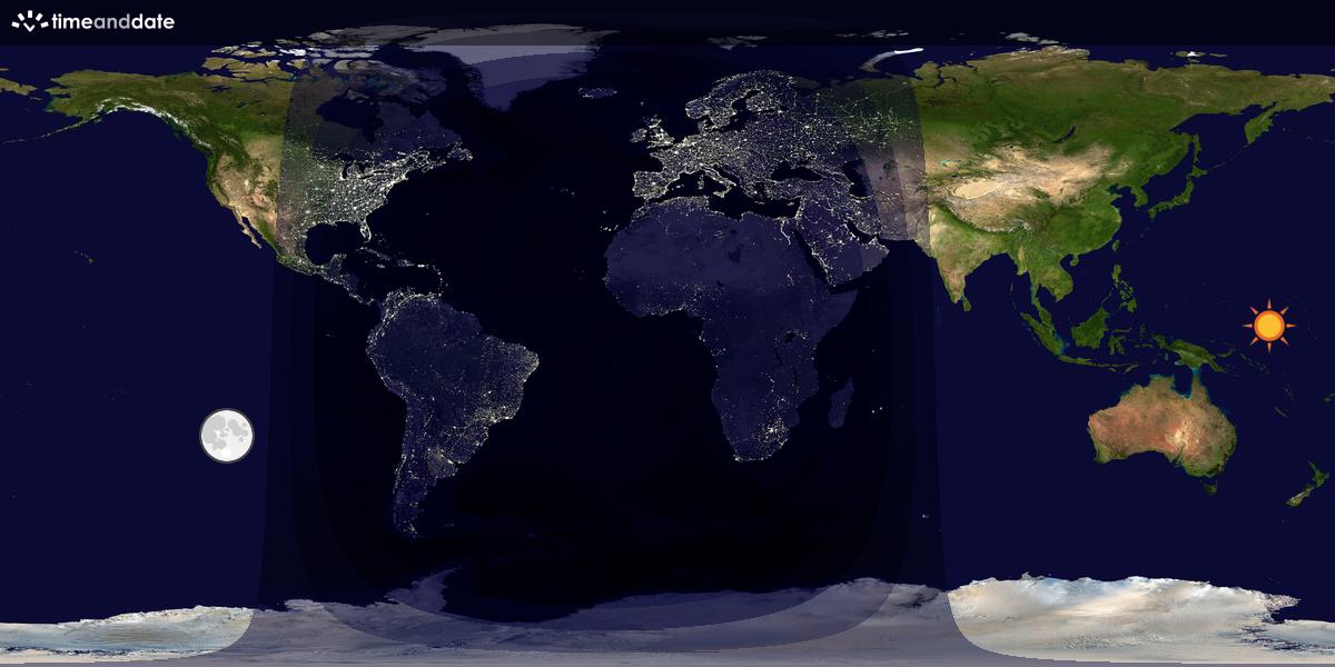 Verdenskart som viser dag og natt 