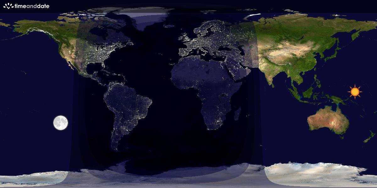 Verdenskart som viser dag og natt 