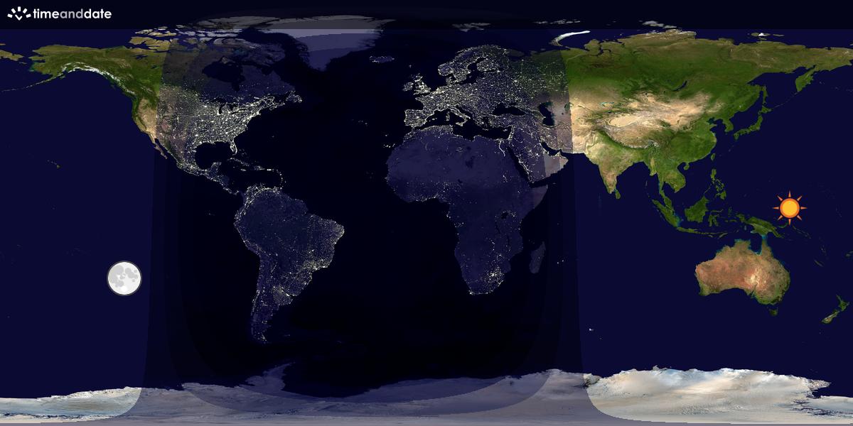 Verdenskart som viser dag og natt 