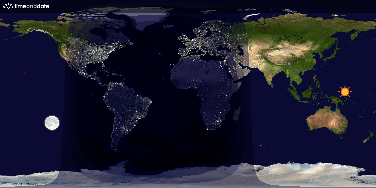 Verdenskart som viser dag og natt 