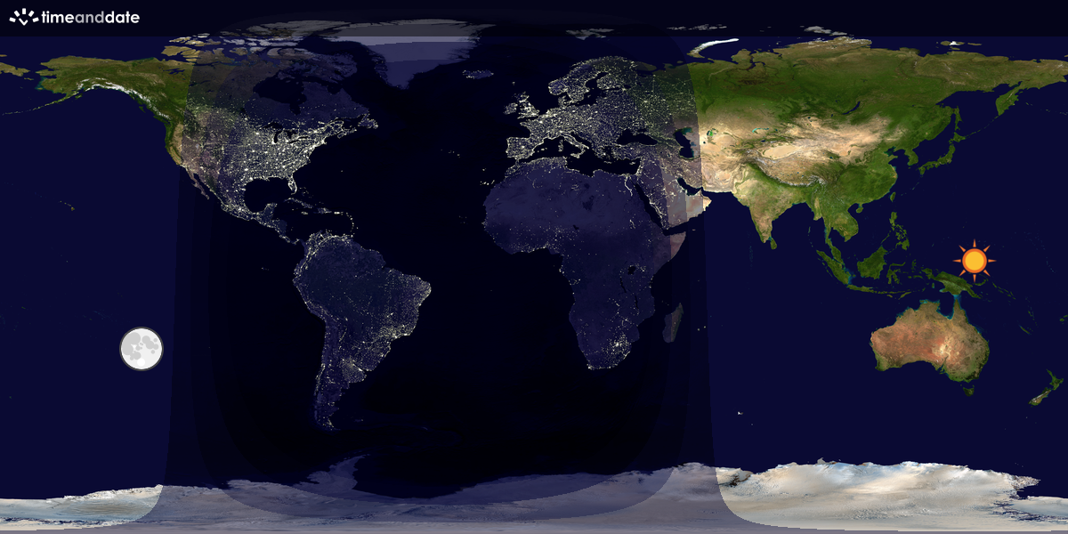 Verdenskart som viser dag og natt 
