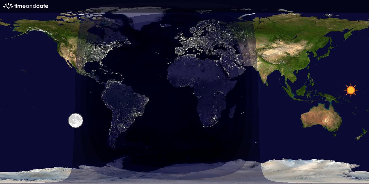 Verdenskart som viser dag og natt 