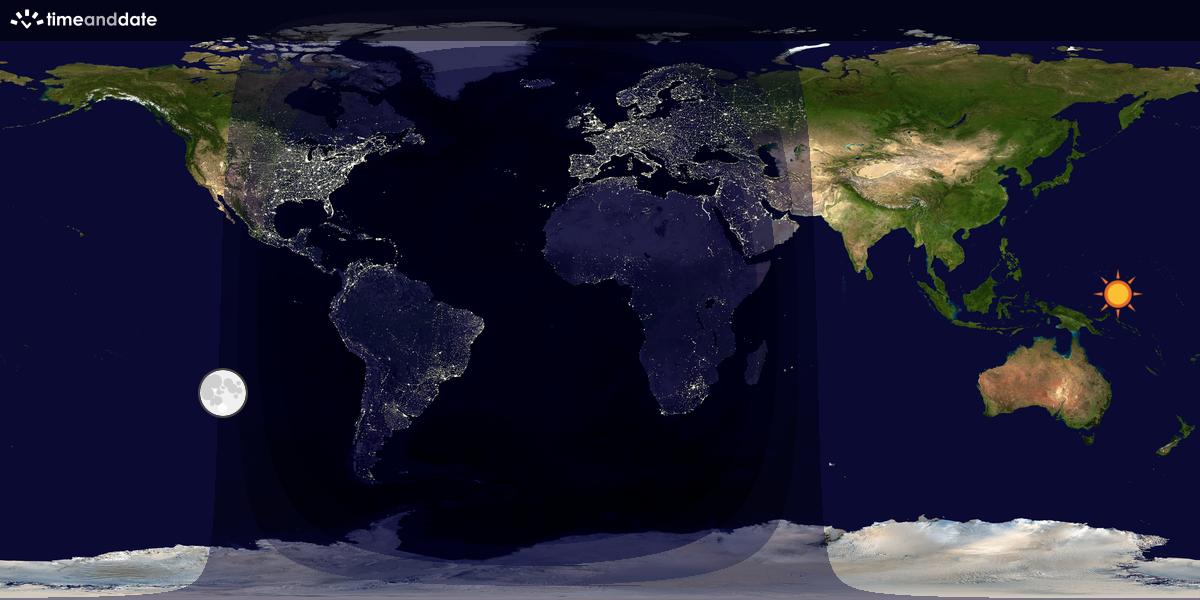 Verdenskart som viser dag og natt 