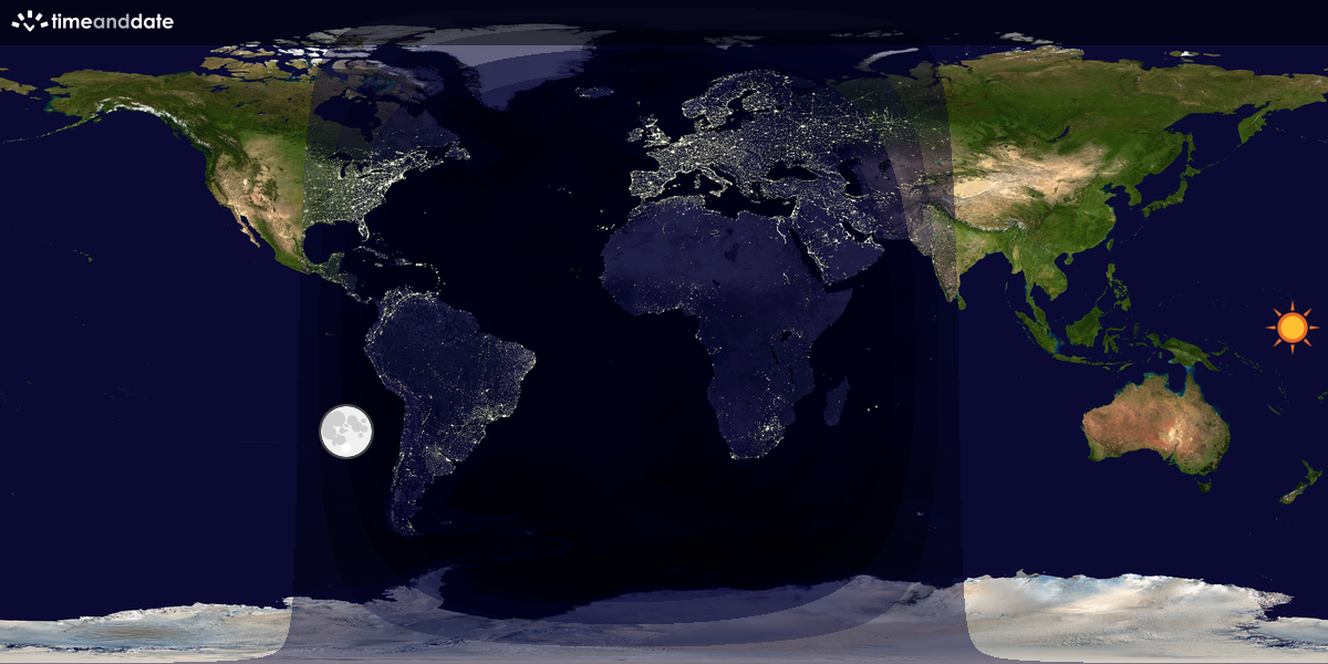 Verdenskart som viser dag og natt 
