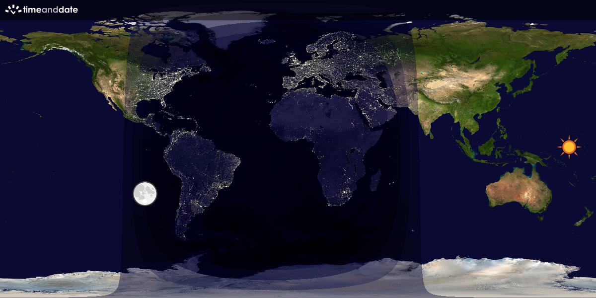 Verdenskart som viser dag og natt 