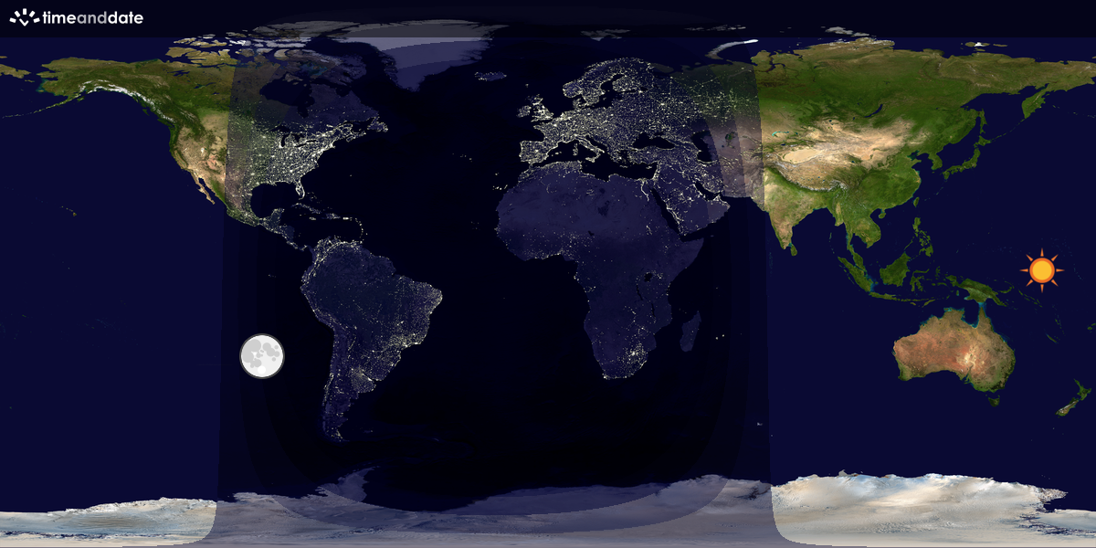 Verdenskart som viser dag og natt 