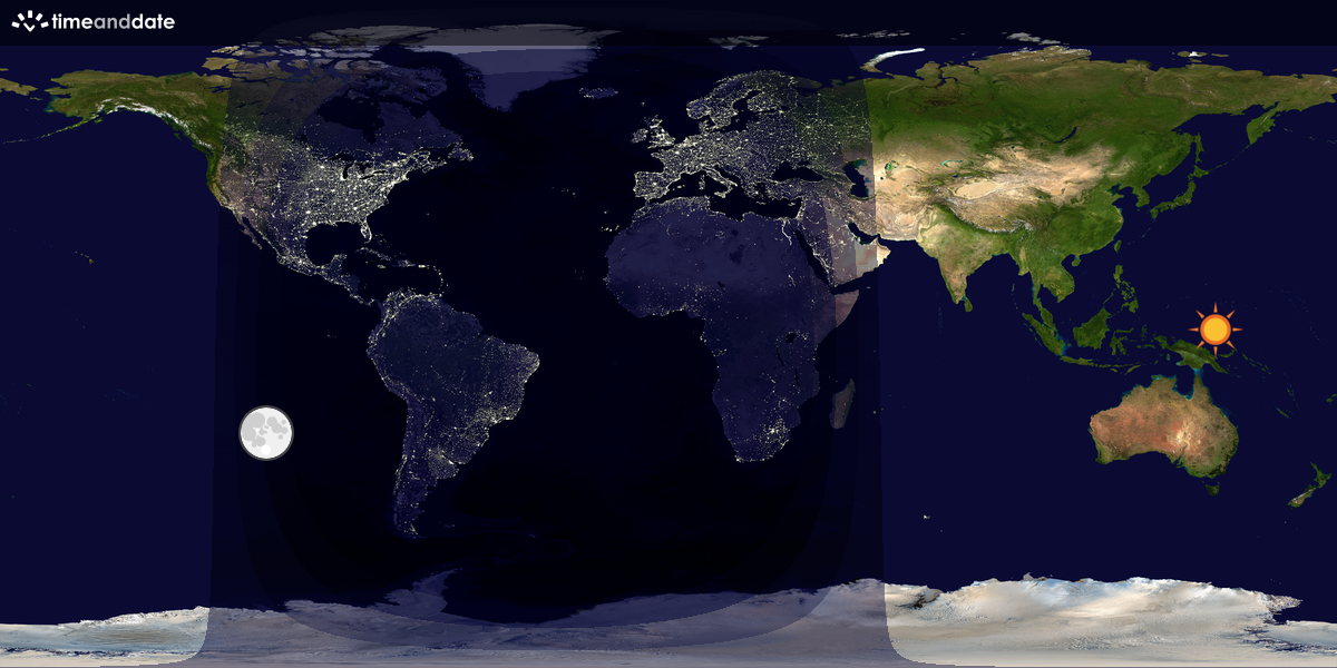 Verdenskart som viser dag og natt 