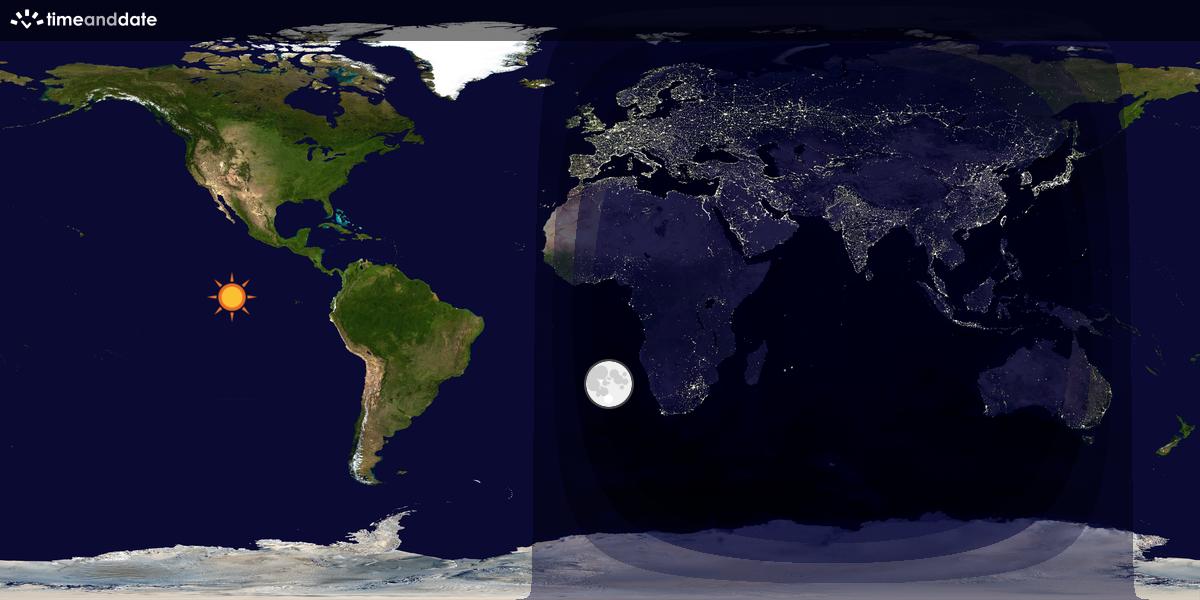 Verdenskart som viser dag og natt 
