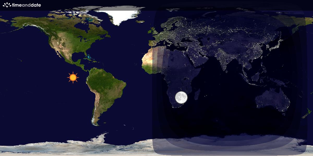 Verdenskart som viser dag og natt 