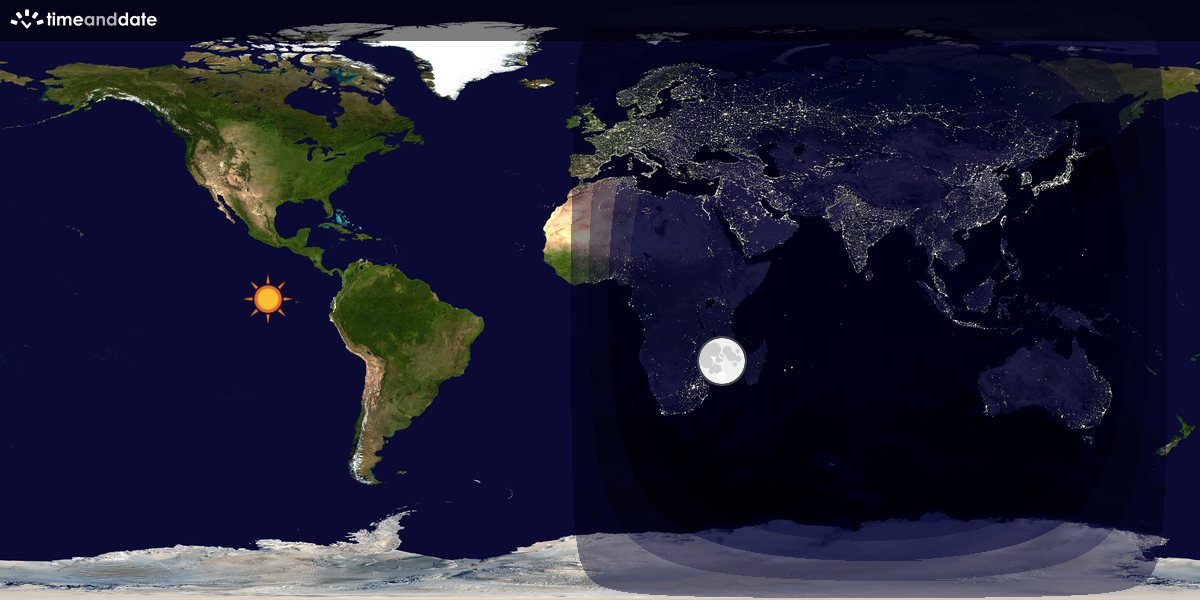 Verdenskart som viser dag og natt 