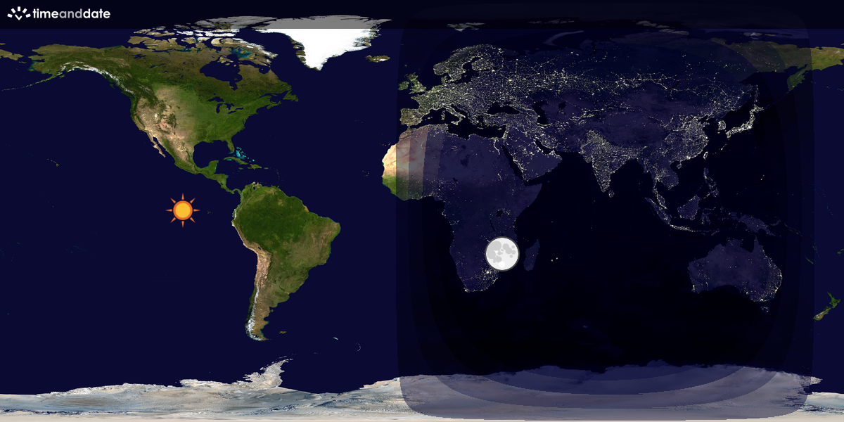 Verdenskart som viser dag og natt 