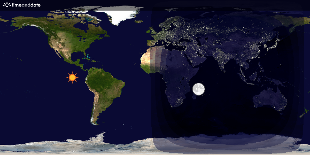 Verdenskart som viser dag og natt 