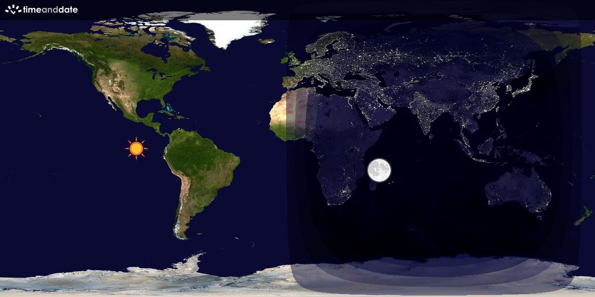 Verdenskart som viser dag og natt 