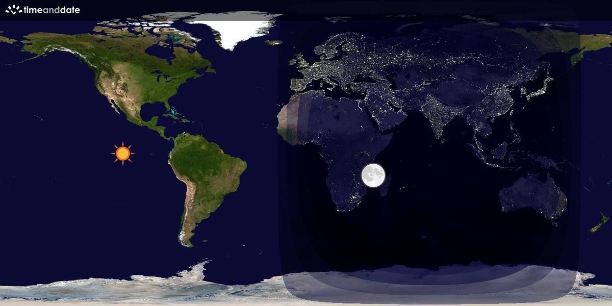 Verdenskart som viser dag og natt 