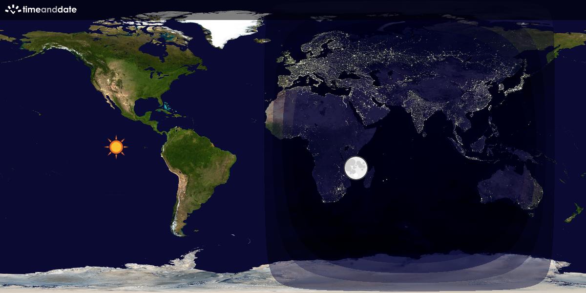 Verdenskart som viser dag og natt 