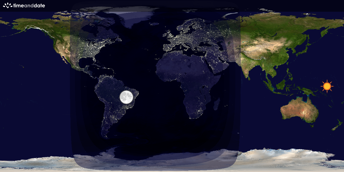 Verdenskart som viser dag og natt 