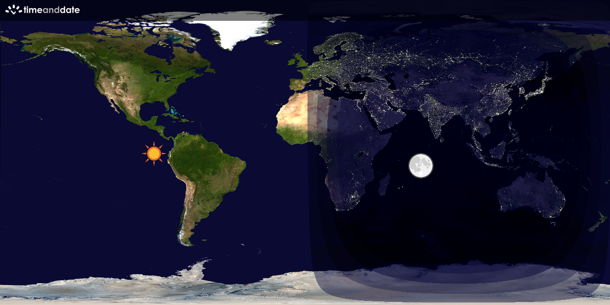 Verdenskart som viser dag og natt 