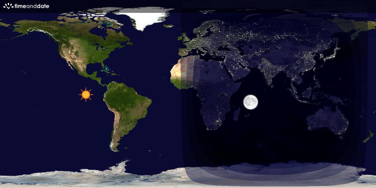 Verdenskart som viser dag og natt 