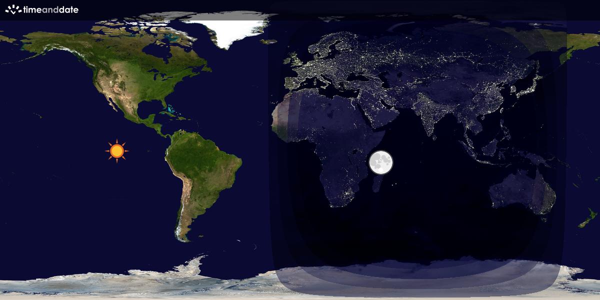 Verdenskart som viser dag og natt 