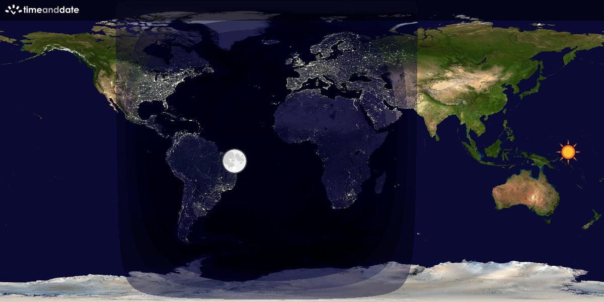 Verdenskart som viser dag og natt 