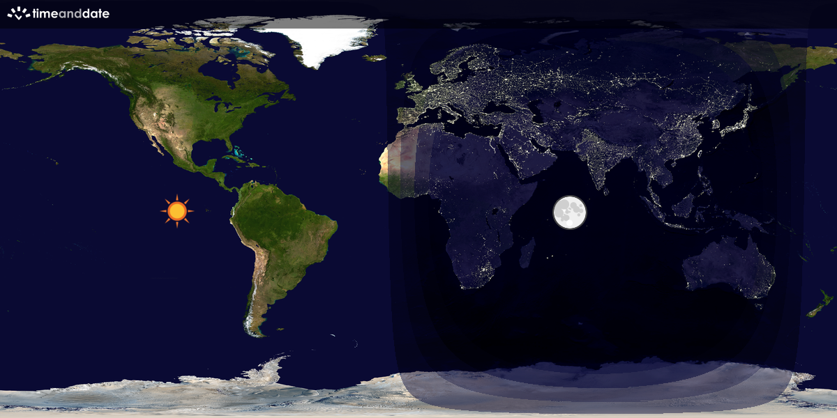 Verdenskart som viser dag og natt 