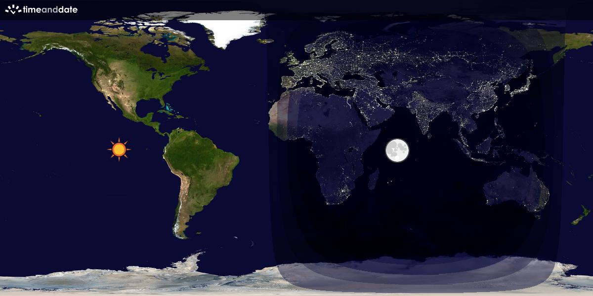 Verdenskart som viser dag og natt 