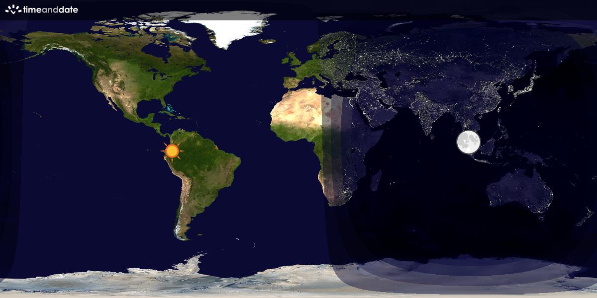 Verdenskart som viser dag og natt 