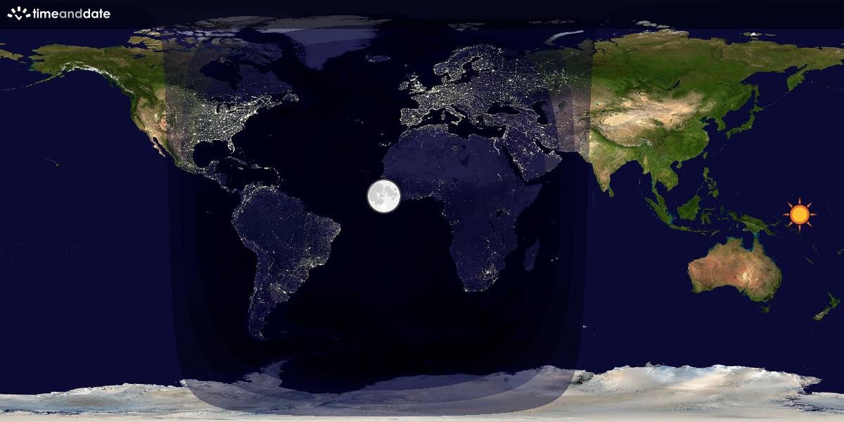 Verdenskart som viser dag og natt 