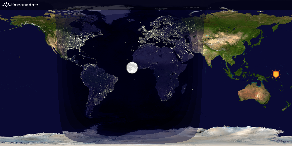 Verdenskart som viser dag og natt 