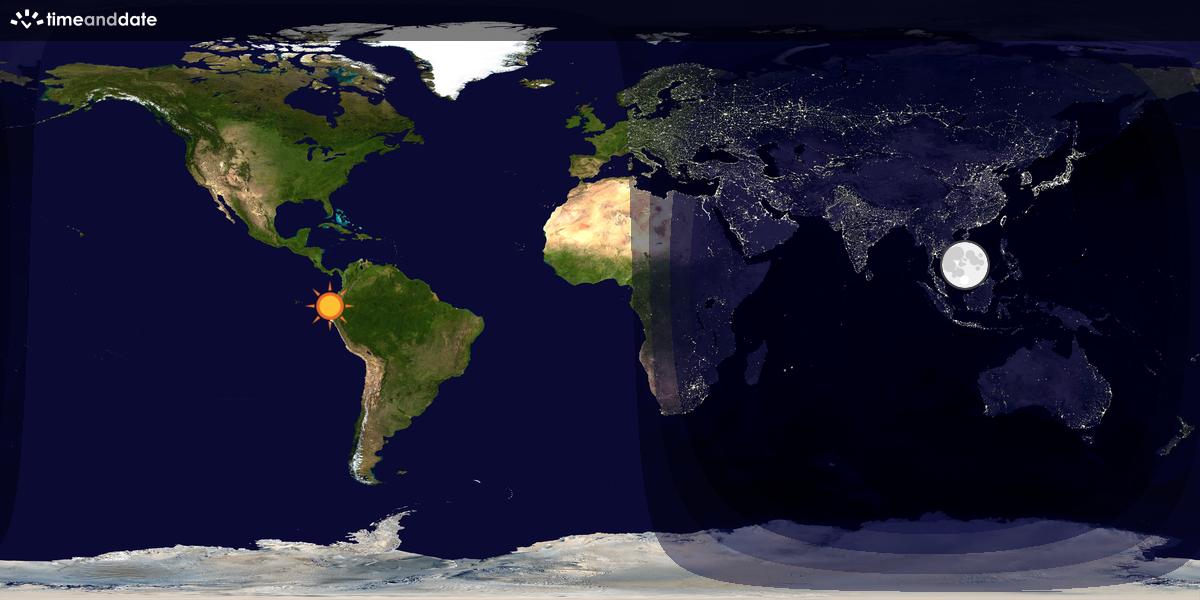 Verdenskart som viser dag og natt 