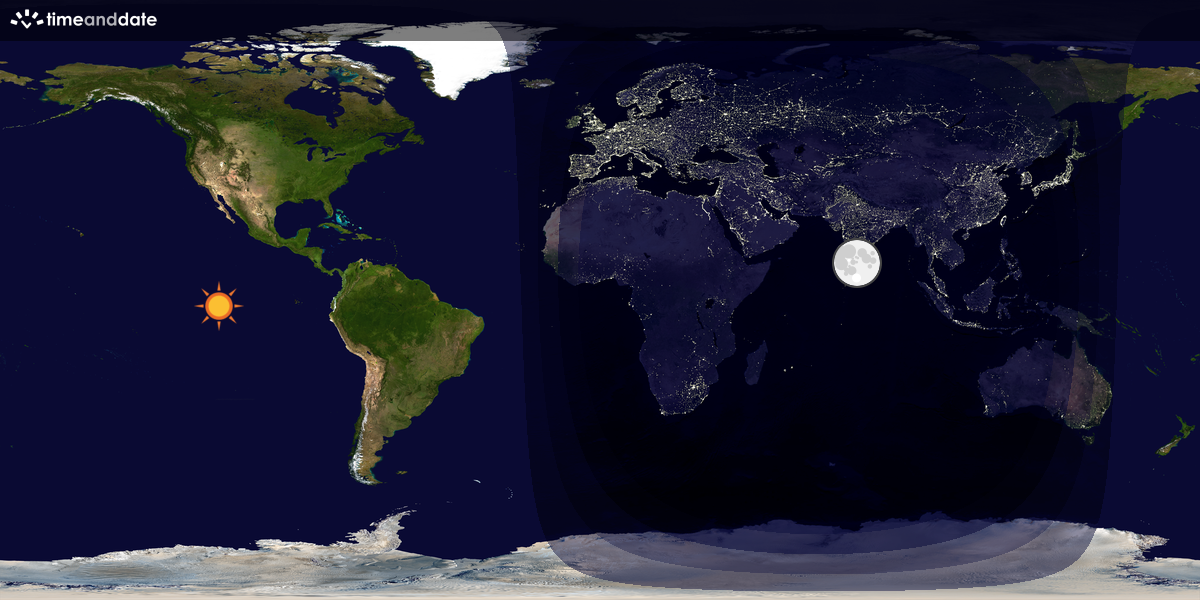 Verdenskart som viser dag og natt 