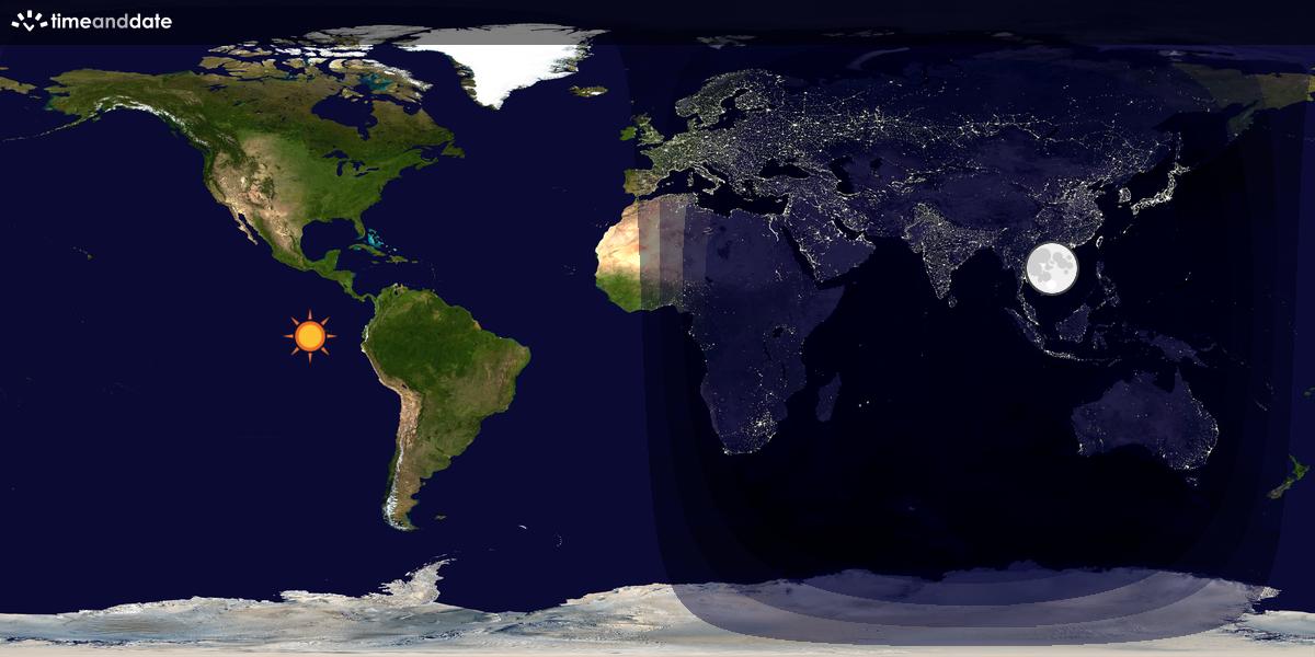 Verdenskart som viser dag og natt 