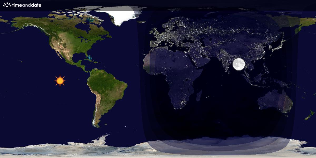 Verdenskart som viser dag og natt 