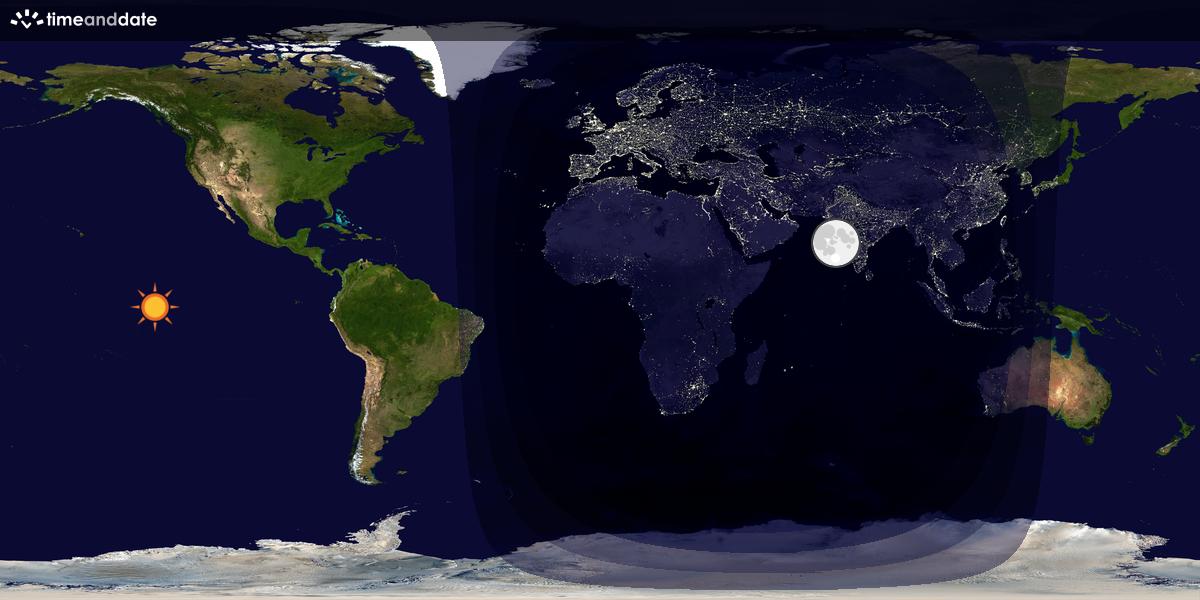 Verdenskart som viser dag og natt 