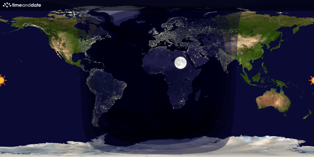 Verdenskart som viser dag og natt 