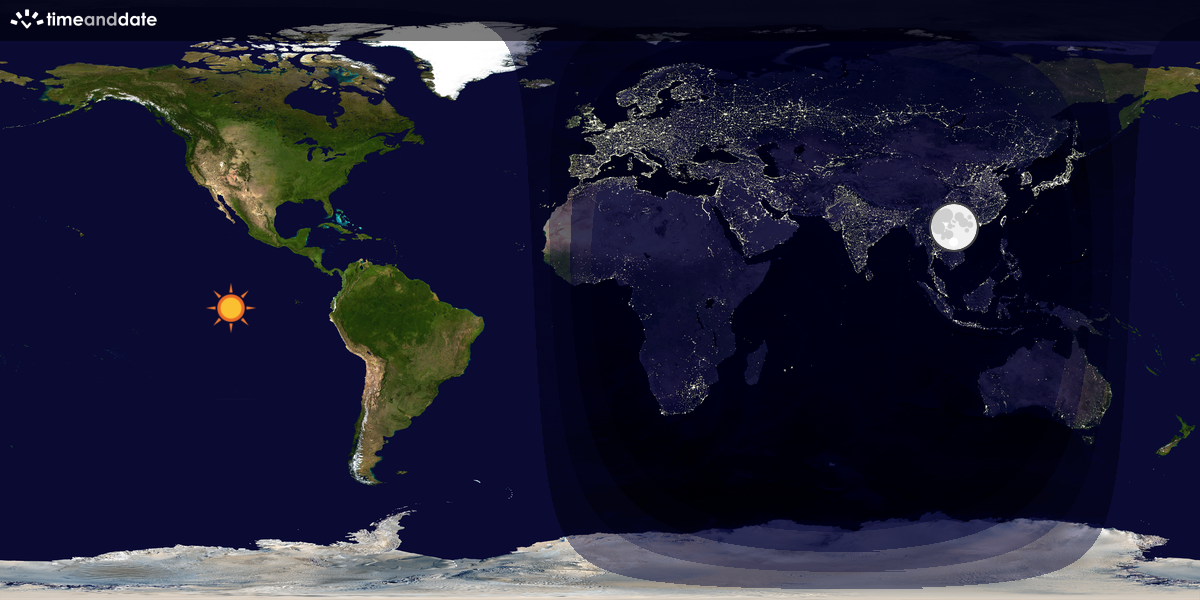 Verdenskart som viser dag og natt 