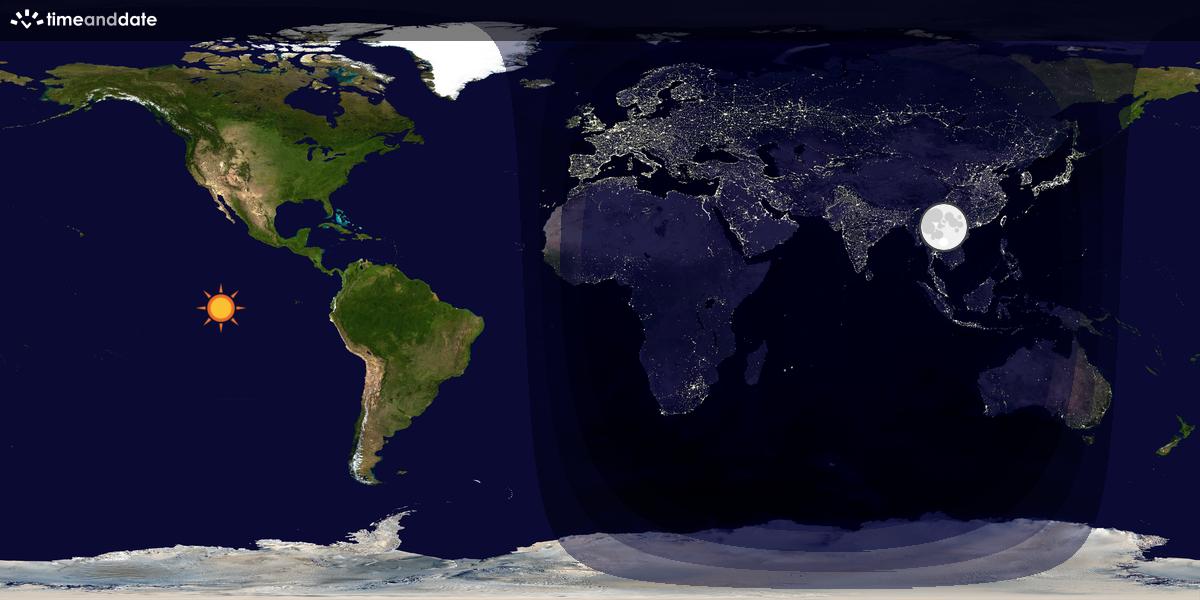 Verdenskart som viser dag og natt 