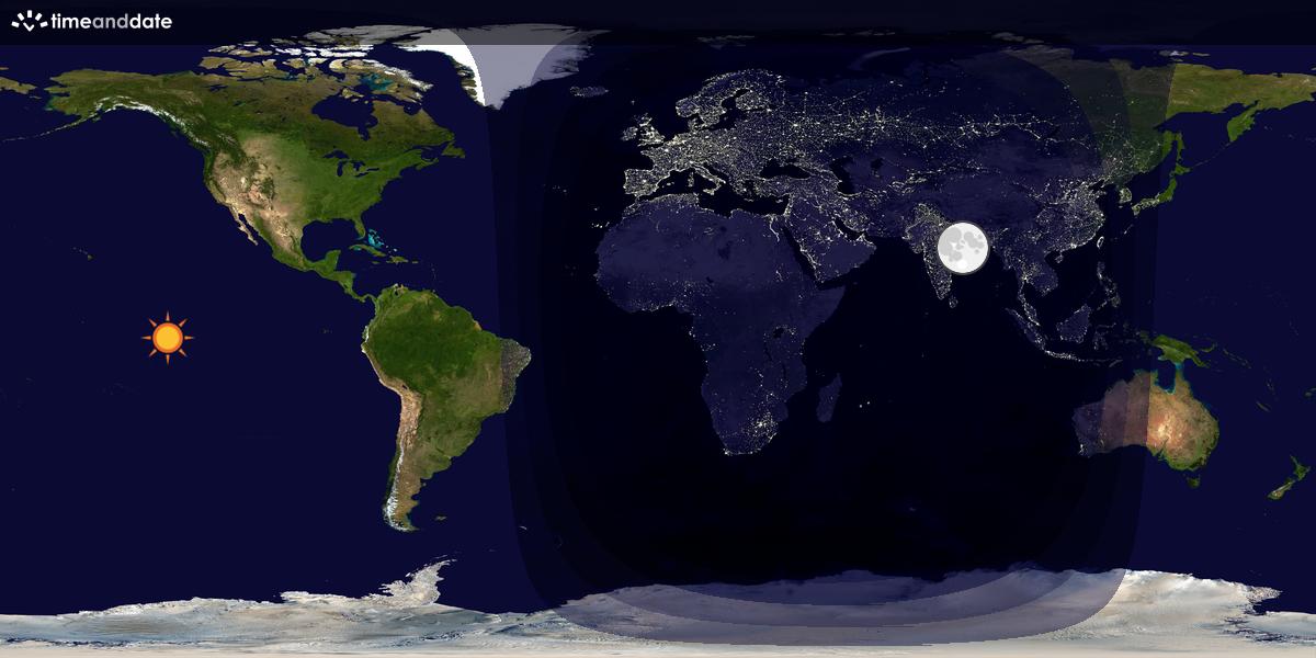 Verdenskart som viser dag og natt 