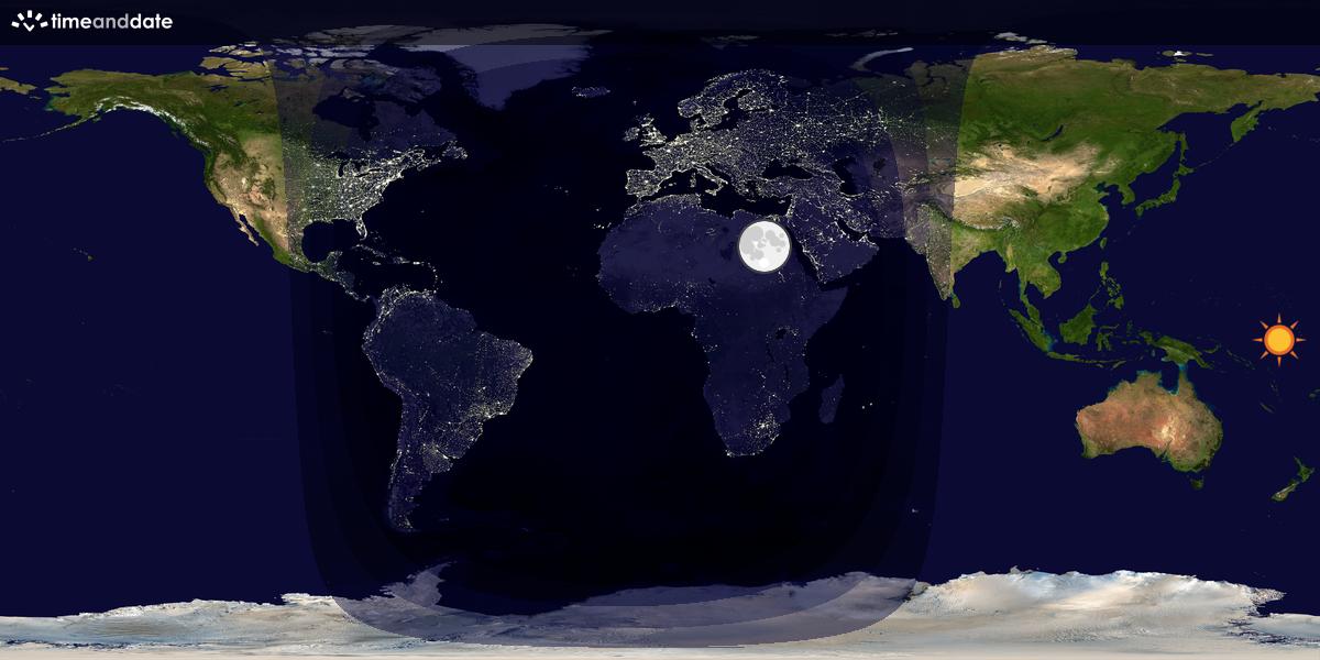 Verdenskart som viser dag og natt 