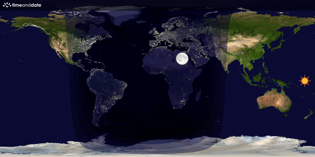 Verdenskart som viser dag og natt 