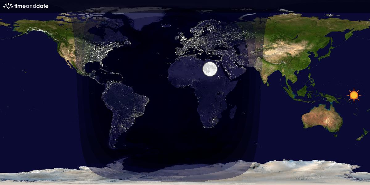 Verdenskart som viser dag og natt 