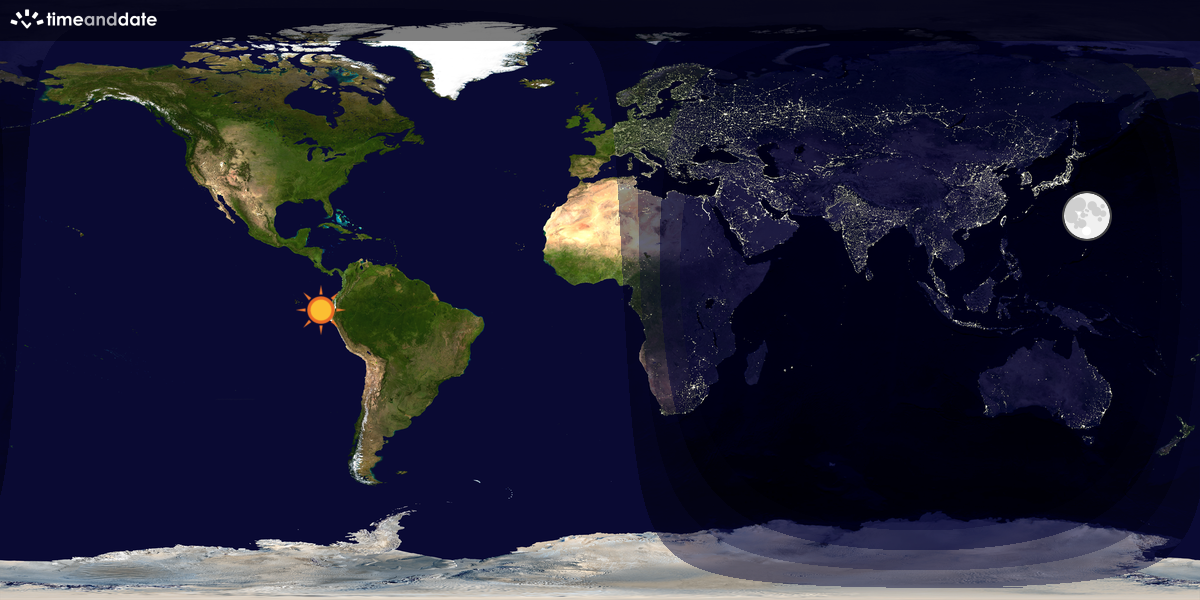 Verdenskart som viser dag og natt 
