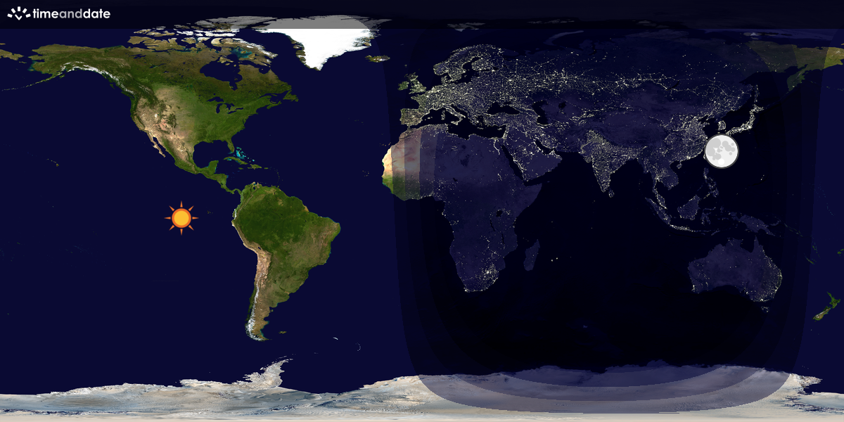 Verdenskart som viser dag og natt 