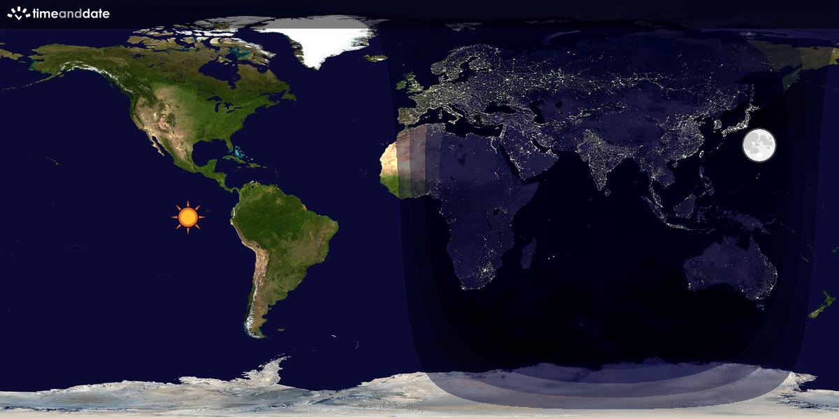 Verdenskart som viser dag og natt 