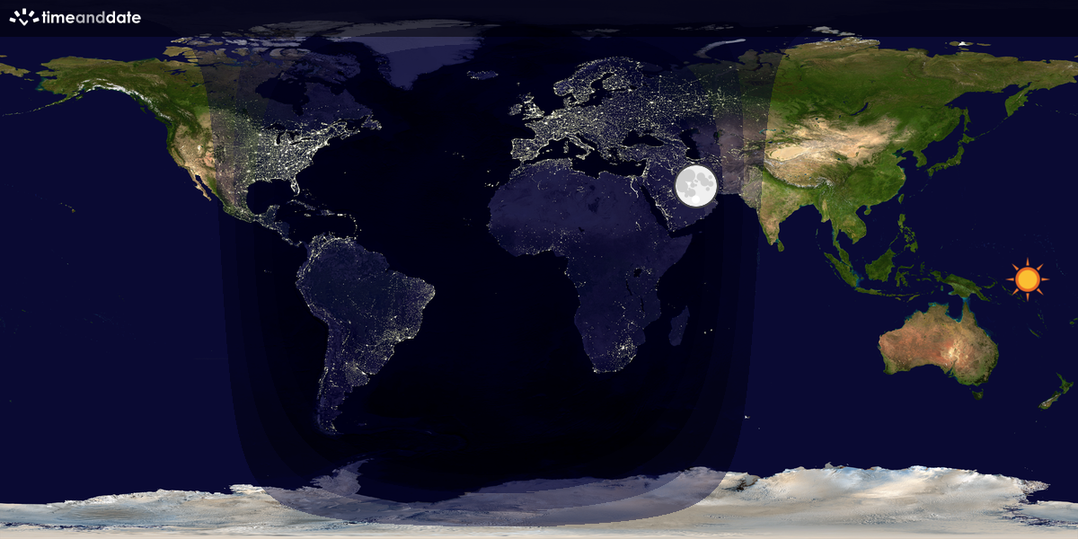 Verdenskart som viser dag og natt 