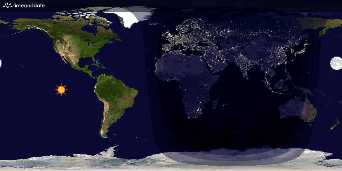 Verdenskart som viser dag og natt 