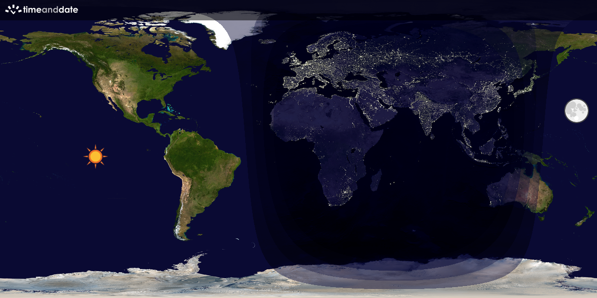 Verdenskart som viser dag og natt 
