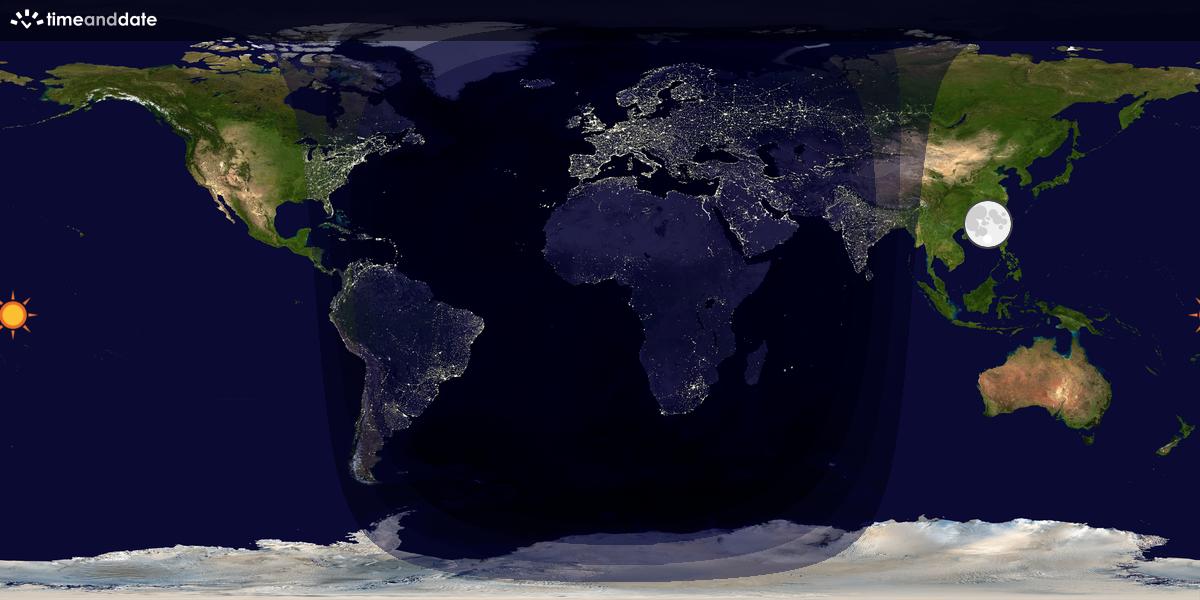 Verdenskart som viser dag og natt 