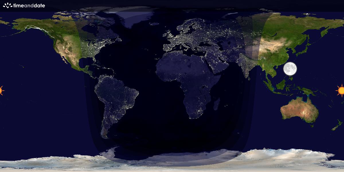 Verdenskart som viser dag og natt 